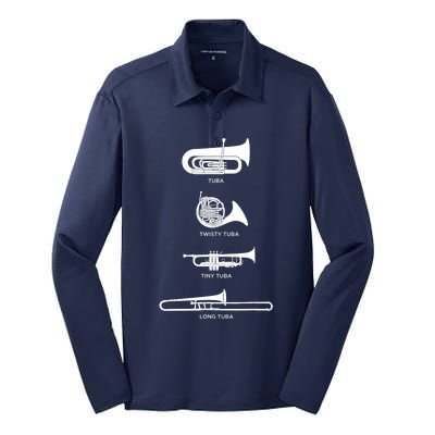 Funny Types Of Tuba Silk Touch Performance Long Sleeve Polo