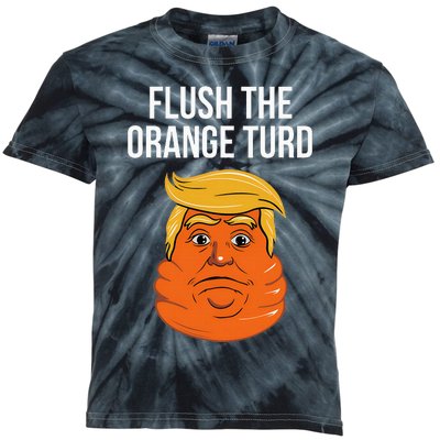 Flush The Orange Turd Political Humor Election 2024 Kids Tie-Dye T-Shirt