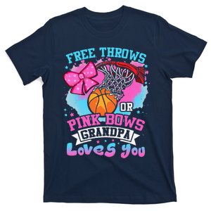 Free Throws Or Pink Bows Grandpa Loves You Gender Reveal T-Shirt