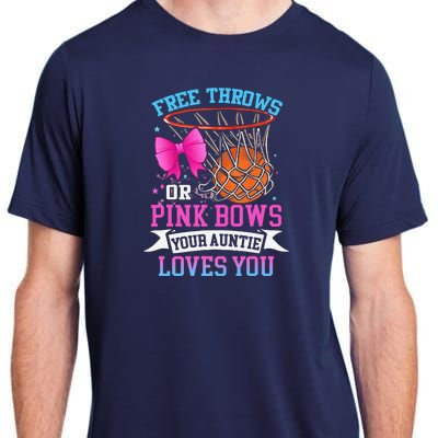 Free Throws Or Pink Bows Your Auntie Loves You Gender Reveal Adult ChromaSoft Performance T-Shirt