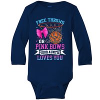 Free Throws Or Pink Bows Your Auntie Loves You Gender Reveal Baby Long Sleeve Bodysuit