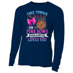 Free Throws Or Pink Bows Your Auntie Loves You Gender Reveal Cooling Performance Long Sleeve Crew