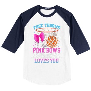 Free Throws Or Pink Bows Your Auntie Loves You Gender Reveal Baseball Sleeve Shirt