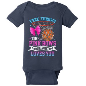 Free Throws Or Pink Bows Your Auntie Loves You Gender Reveal Baby Bodysuit