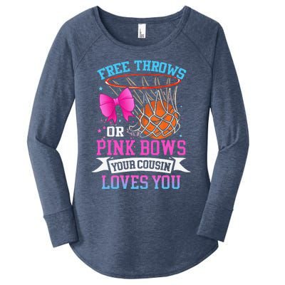 Free Throws Or Pink Bows Your Cousin Loves You Gender Reveal Women's Perfect Tri Tunic Long Sleeve Shirt