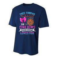 Free Throws Or Pink Bows Your Cousin Loves You Gender Reveal Performance Sprint T-Shirt