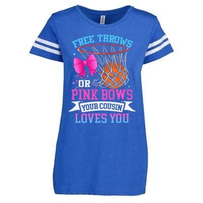 Free Throws Or Pink Bows Your Cousin Loves You Gender Reveal Enza Ladies Jersey Football T-Shirt