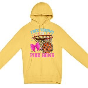 Free Throws Or Pink Bows Pregnancy Basketball Pink Or Blue Premium Pullover Hoodie