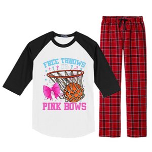 Free Throws Or Pink Bows Pregnancy Basketball Pink Or Blue Raglan Sleeve Pajama Set