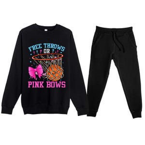 Free Throws Or Pink Bows Pregnancy Basketball Pink Or Blue Premium Crewneck Sweatsuit Set