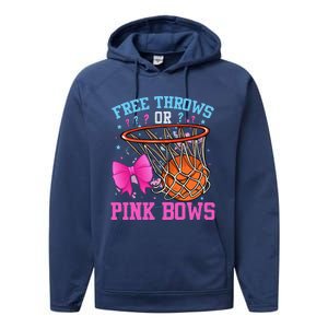 Free Throws Or Pink Bows Pregnancy Basketball Pink Or Blue Performance Fleece Hoodie