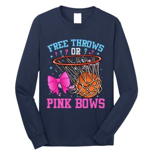 Free Throws Or Pink Bows Pregnancy Basketball Pink Or Blue Long Sleeve Shirt