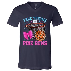 Free Throws Or Pink Bows Pregnancy Basketball Pink Or Blue V-Neck T-Shirt