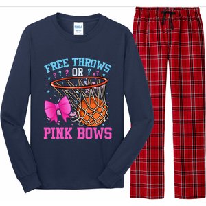 Free Throws Or Pink Bows Pregnancy Basketball Pink Or Blue Long Sleeve Pajama Set