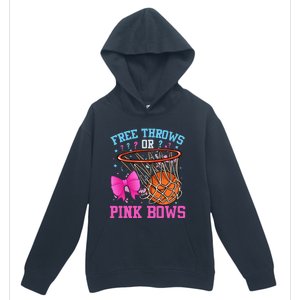 Free Throws Or Pink Bows Pregnancy Basketball Pink Or Blue Urban Pullover Hoodie