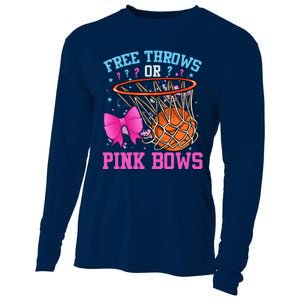 Free Throws Or Pink Bows Pregnancy Basketball Pink Or Blue Cooling Performance Long Sleeve Crew