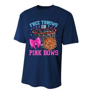 Free Throws Or Pink Bows Pregnancy Basketball Pink Or Blue Performance Sprint T-Shirt