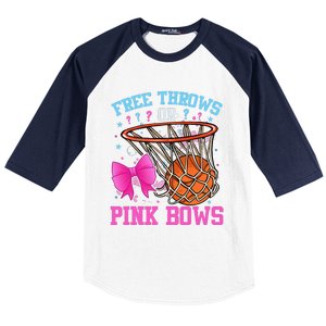 Free Throws Or Pink Bows Pregnancy Basketball Pink Or Blue Baseball Sleeve Shirt