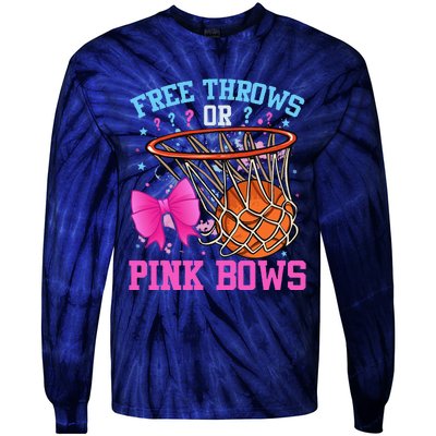 Free Throws Or Pink Bows Pregnancy Basketball Pink Or Blue Tie-Dye Long Sleeve Shirt