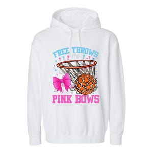 Free Throws Or Pink Bows Pregnancy Basketball Pink Or Blue Garment-Dyed Fleece Hoodie