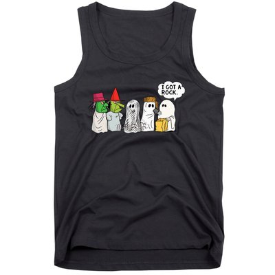 Funny Trick Or Treat Halloween Ghost Costume I Got A Rock Tank Top