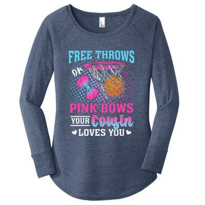 Free Throws Or Pink Bows Your Cousin Loves You Gender Reveal Women's Perfect Tri Tunic Long Sleeve Shirt