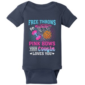 Free Throws Or Pink Bows Your Cousin Loves You Gender Reveal Baby Bodysuit