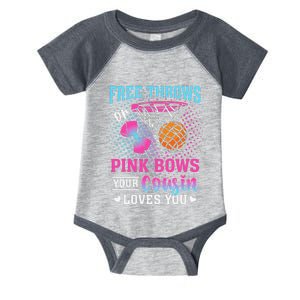 Free Throws Or Pink Bows Your Cousin Loves You Gender Reveal Infant Baby Jersey Bodysuit