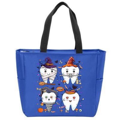 Funny Trick Or Teeth Denstist Halloween Costume Dental Squad Funny Gift Zip Tote Bag