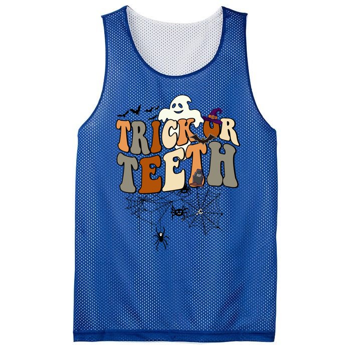 Funny Trick Or Teeth Dentist Halloween Costume Dental Squad Cute Gift Mesh Reversible Basketball Jersey Tank