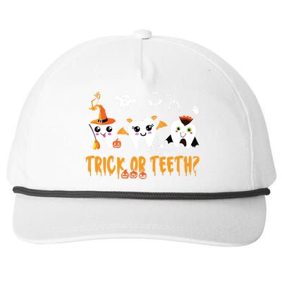 Funny Trick Or Teeth Dentist Halloween Costume Dental Squad Snapback Five-Panel Rope Hat