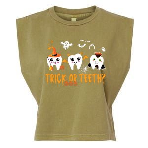 Funny Trick Or Teeth Dentist Halloween Costume Dental Squad Garment-Dyed Women's Muscle Tee