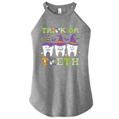 Funny Trick Or Teeth Dental Halloween Gift Women’s Perfect Tri Rocker Tank