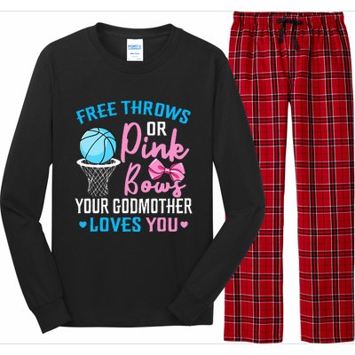 Free Throws or Pink Bows Godmother Loves You Gender Reveal Long Sleeve Pajama Set