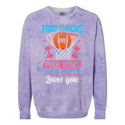 Free Throws Or Pink Bows Your Uncle Loves You Gender Reveal Colorblast Crewneck Sweatshirt