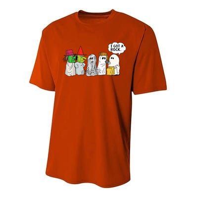 Funny Trick Or Treat Halloween Ghost Costume I Got A Rock Performance Sprint T-Shirt