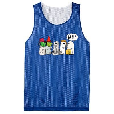 Funny Trick Or Treat Halloween Ghost Costume I Got A Rock Mesh Reversible Basketball Jersey Tank