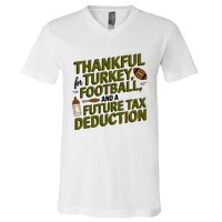 Funny Thanksgiving Pregnancy Announcement Dad To Be 2025 V-Neck T-Shirt