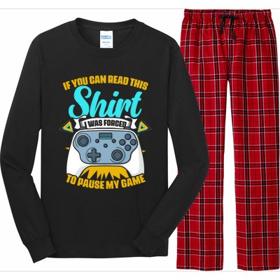 Forced To Pause My Game Game Controller Video Gamer Gaming Funny Gift Long Sleeve Pajama Set