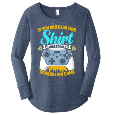 Forced To Pause My Game Game Controller Video Gamer Gaming Funny Gift Women's Perfect Tri Tunic Long Sleeve Shirt