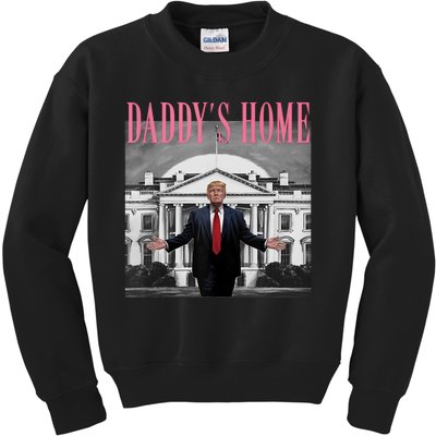 Funny Trump Pink Daddys Home  Trump 2024 Kids Sweatshirt