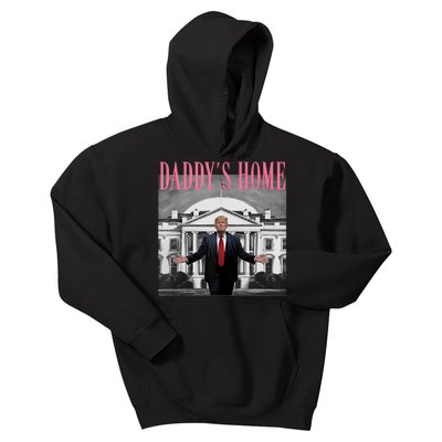 Funny Trump Pink Daddys Home  Trump 2024 Kids Hoodie