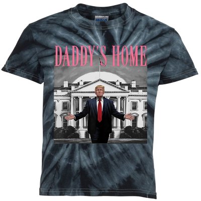 Funny Trump Pink Daddys Home  Trump 2024 Kids Tie-Dye T-Shirt