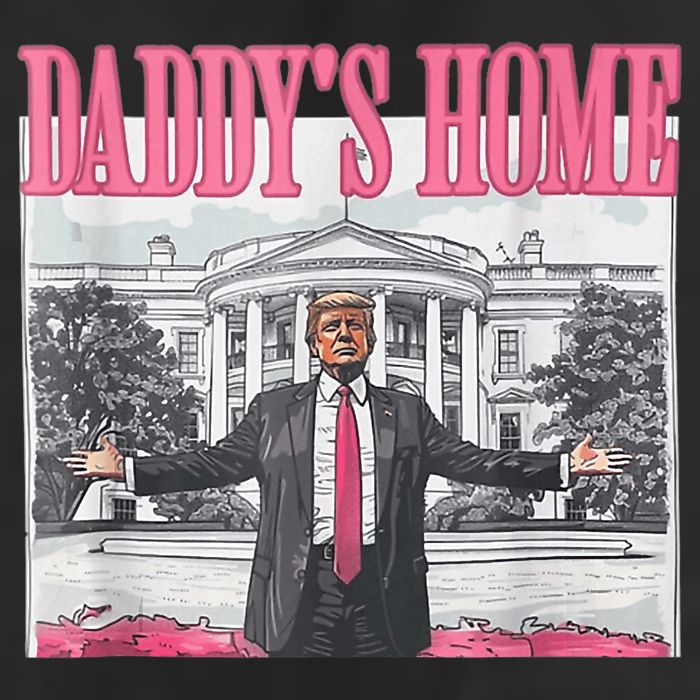 Funny Trump Pink Daddys Home  Trump 2024 7 Panel Mesh Trucker Snapback Hat