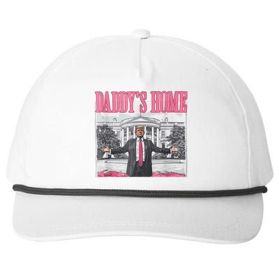 Funny Trump Pink Daddys Home  Trump 2024 Snapback Five-Panel Rope Hat