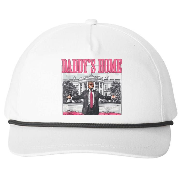 Funny Trump Pink Daddys Home  Trump 2024 Snapback Five-Panel Rope Hat