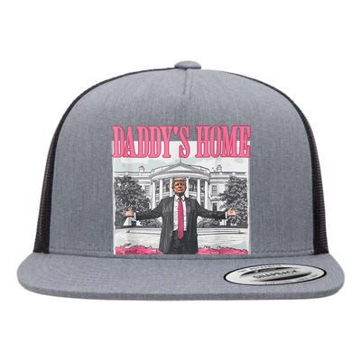 Funny Trump Pink Daddys Home  Trump 2024 Flat Bill Trucker Hat