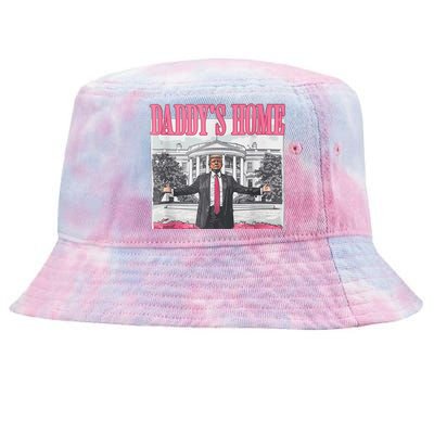 Funny Trump Pink Daddys Home  Trump 2024 Tie-Dyed Bucket Hat