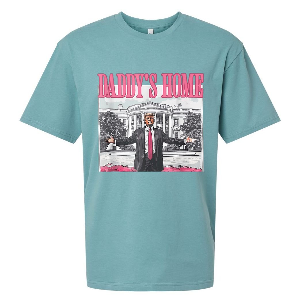 Funny Trump Pink Daddys Home  Trump 2024 Sueded Cloud Jersey T-Shirt