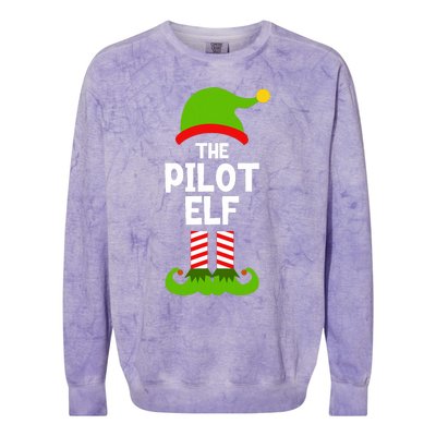 Funny The Pilot Elf Christmas Matching Family Party Colorblast Crewneck Sweatshirt